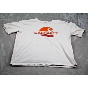 Carhartt Shirt Mens XL White Relaxed Fit Logo Graphic Workwear Tee Streetwear